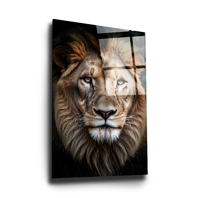 Lion head on dark