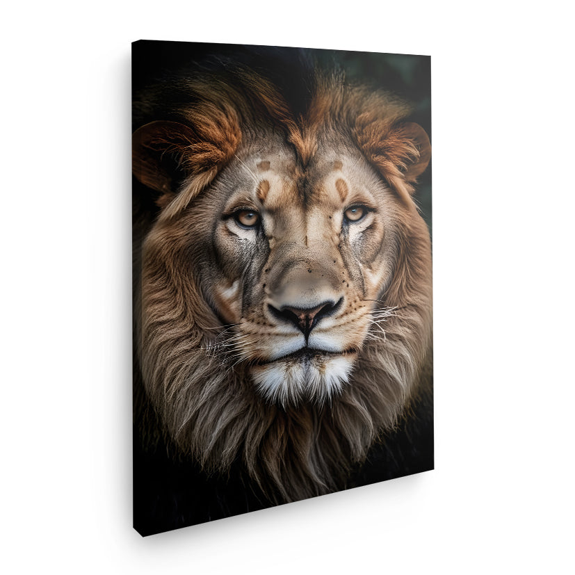 Lion head on dark